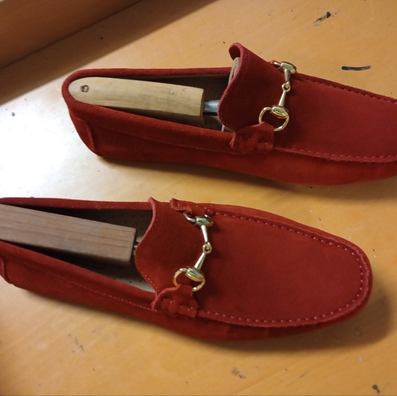 Mercanti Florentini Men's Suede Horsebits Red Driver Loafer Size 10M (29) - Picture 3 of 9